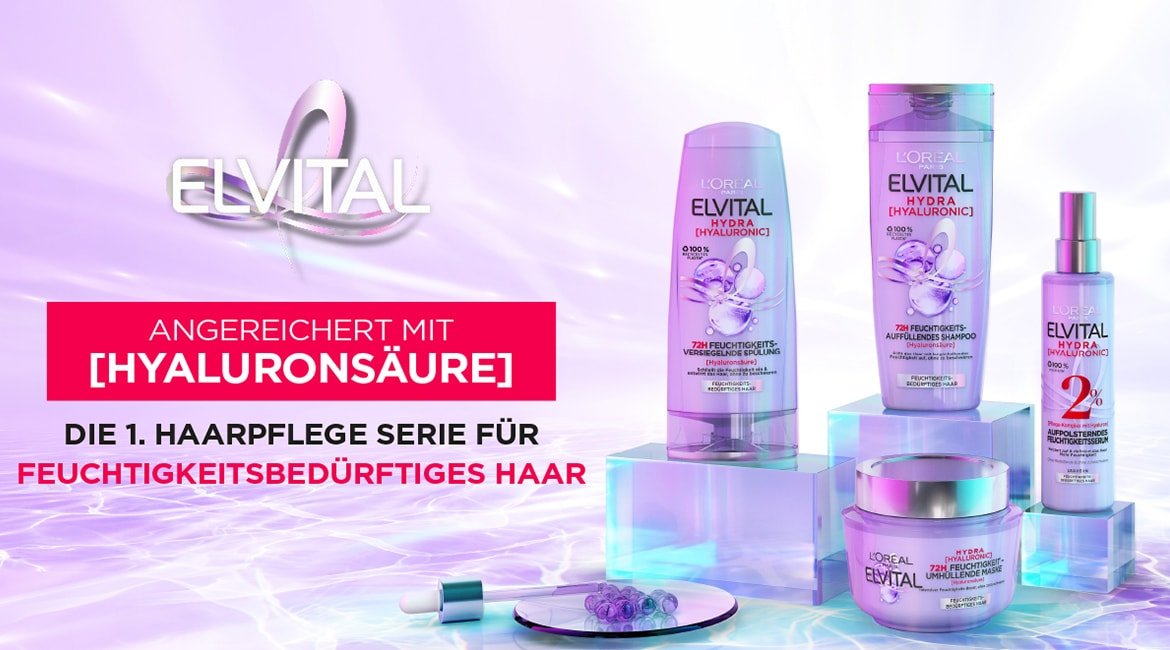 Elvital Hydra Hyaluronic Haarpflegereihe - Produktvorteil angereichert mit Hyaluronsäure